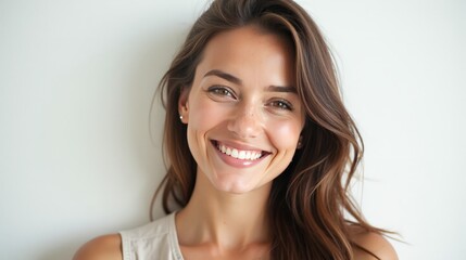 Happy Smiling Young and confident Independent Woman Smiling and Looking Toward at Camera