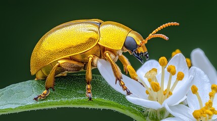 gold-bodied leaf beetle on branch