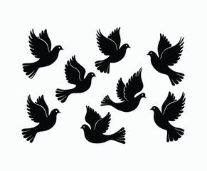 Obraz premium Dove silhouette EPS vector isolated illustration template on a white background