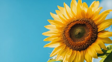 Obraz premium Close-Up of Bright Sunflower Against Clear Blue Sky