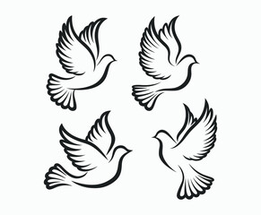 Obraz premium Dove silhouette EPS vector isolated illustration template on a white background