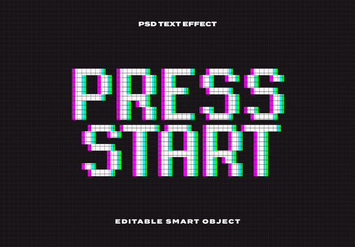 Glitch Retro Game Text Effect