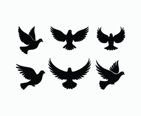 Fototapeta premium Dove silhouette EPS vector isolated illustration template on a white background