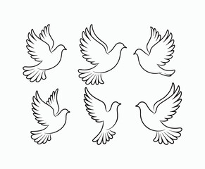 Obraz premium Dove silhouette EPS vector isolated illustration template on a white background