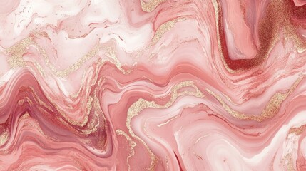 Abstract pink and gold marble texture background with glitter.