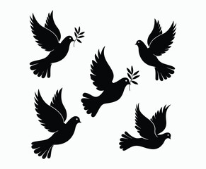 Obraz premium Dove silhouette EPS vector isolated illustration template on a white background