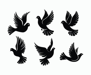 Fototapeta premium Dove silhouette EPS vector isolated illustration template on a white background