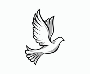 Obraz premium Dove silhouette EPS vector isolated illustration template on a white background
