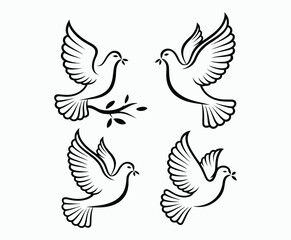 Obraz premium Dove silhouette EPS vector isolated illustration template on a white background
