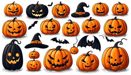 set of halloween pumpkins