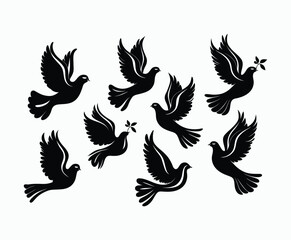Dove silhouette EPS vector isolated illustration template on a white background