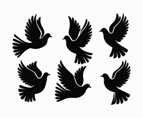 Obraz premium Dove silhouette EPS vector isolated illustration template on a white background