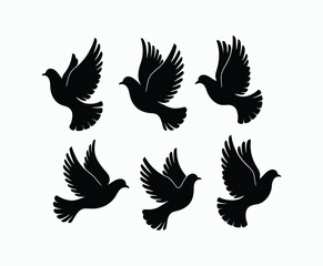 Obraz premium Dove silhouette EPS vector isolated illustration template on a white background