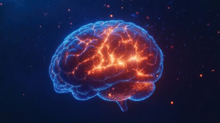 Naklejka premium A glowing, abstract representation of a brain with vibrant neural connections.