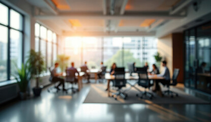 Blurred professional workspace, office background.