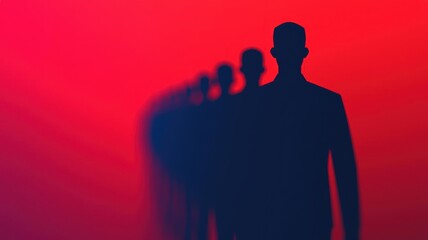 Group of professionals on a party line call, abstract connection lines, retro-futuristic style, teamwork and communication theme