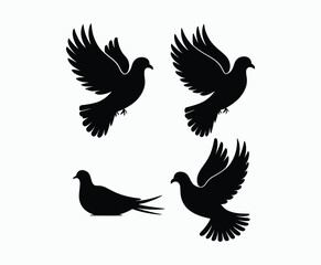 Obraz premium Dove silhouette EPS vector isolated illustration template on a white background