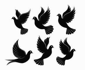 Obraz premium Dove silhouette EPS vector isolated illustration template on a white background