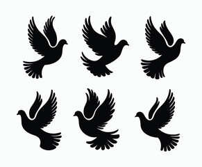 Obraz premium Dove silhouette EPS vector isolated illustration template on a white background