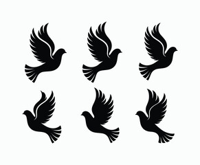 Fototapeta premium Dove silhouette EPS vector isolated illustration template on a white background