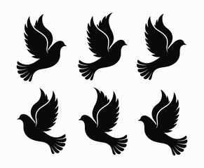 Fototapeta premium Dove silhouette EPS vector isolated illustration template on a white background
