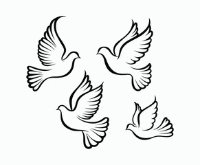 Obraz premium Dove silhouette EPS vector isolated illustration template on a white background