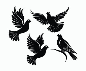 Obraz premium Dove silhouette EPS vector isolated illustration template on a white background