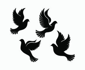 Obraz premium Dove silhouette EPS vector isolated illustration template on a white background