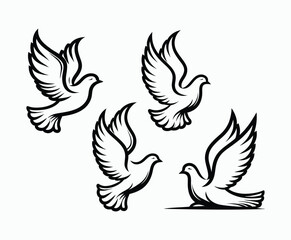 Fototapeta premium Dove silhouette EPS vector isolated illustration template on a white background
