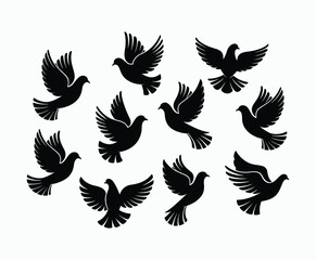 Fototapeta premium Dove silhouette EPS vector isolated illustration template on a white background