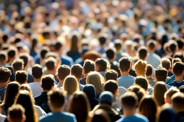 Fototapeta premium a large crowd of people gathered in an outdoor space 