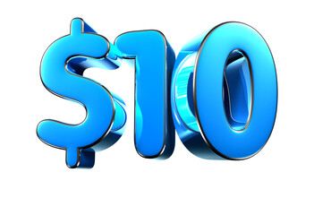 10 dollers blue 3d illustration. Advertising signs, Product design, Product sales, Fabric design, Digital printing.