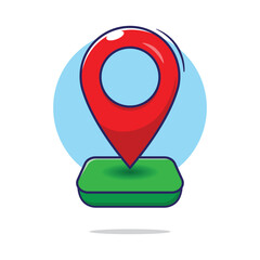 Map icon mascot symbol point vector illustration. Flat design cartoon of map icon.