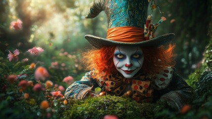 Mad Hatter in a Wonderland Garden Banner background of Mad Hatter Day , Mad Hatter in a Wonderland Garden, 