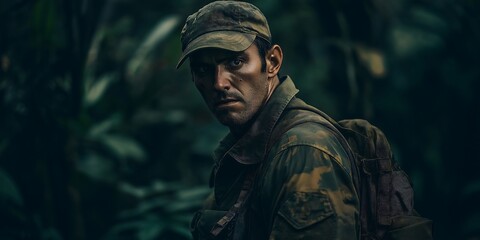 Fototapeta premium Hunter in Dense Forest