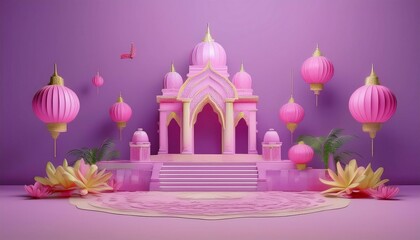 Enchanting Fairytale Palace in Vibrant Purple Hues