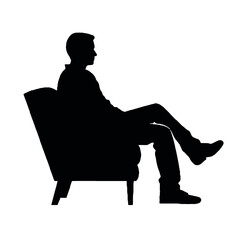 Man Relaxing in Armchair Silhouette Vector Illustration Transparent Background