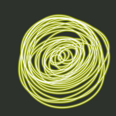 glowing radial scribble line element. glowing tangled rope