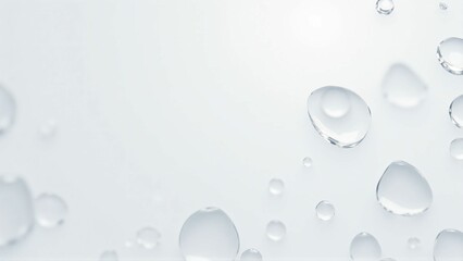 白い背景の上に輝く光を乱反射したクリアな水の雫　Clear water drops with diffused reflection of shining light on a white background