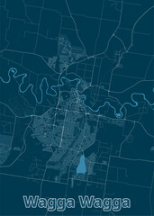 Wagga Wagga, Australia artistic blueprint map poster