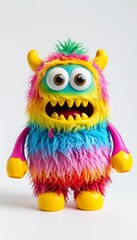 Fototapeta premium Vibrant monster toy featuring a playful rainbow color scheme and expressive features, perfect for children's play and imaginative fun.