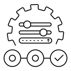 Multi-Stage Prompting Icon. Representing Sequential Prompt Handling. Task Segmentation. AI Workflow. Prompt Execution in Stages. Vector Editable icon.