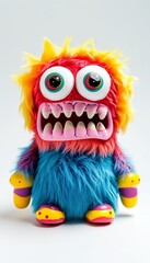 Fototapeta premium Vibrant monster toy featuring a playful rainbow color scheme and expressive features, perfect for children's play and imaginative fun.