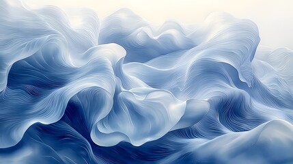 Obraz premium Serene Blue Watercolor Waves in Soft Tones