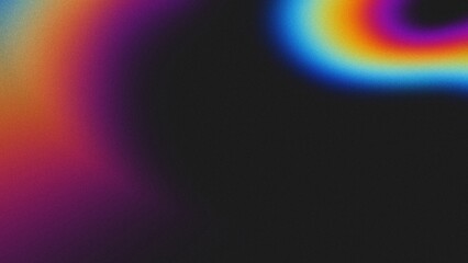 Gradient banner background with a grainy psychedelic effect, blending rainbow colors such as red, blue, yellow, orange, and purple, designed with a noisy texture for posters or headers.