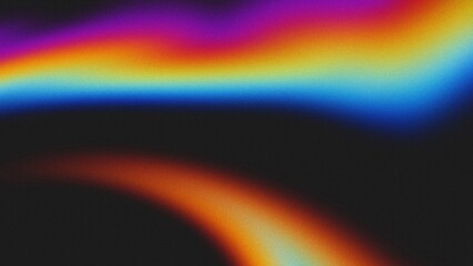 Gradient banner background with a grainy psychedelic effect, blending rainbow colors such as red, blue, yellow, orange, and purple, designed with a noisy texture for posters or headers.