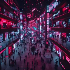 Chaotic and disorienting retail dreamscape filled with a determined mass of savvy Black Friday bargain hunters