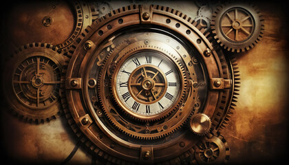 Obraz premium old mechanism steampunk background 