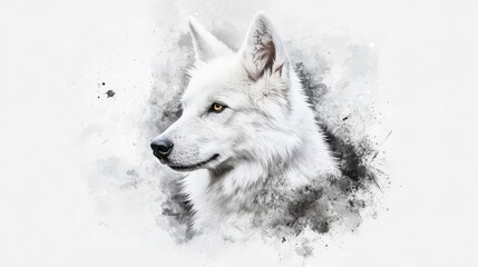 Obraz premium A tight shot of a white canine's visage showcases a black blemish on its left side