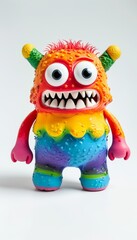 Colorful Furry Monster Toy With Big Eyes And Horns